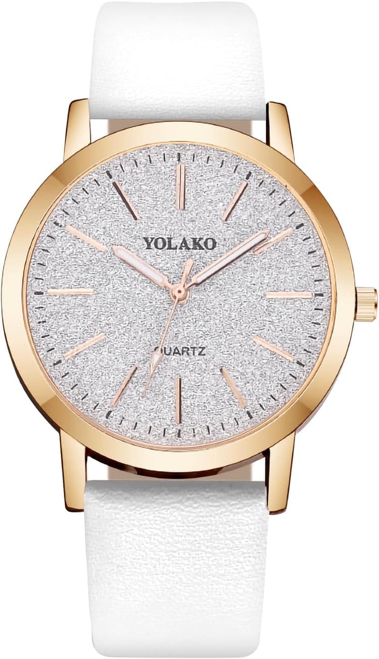 OFFCUP Montre pour Femme, Montre Femmes Bracelet en Cuir, Montre Analogique Quartz avec Cadran Etoilé et 3 Aiguilles, Montre de Poignet pour Ladies Mode Élégant pour Femmes Filles