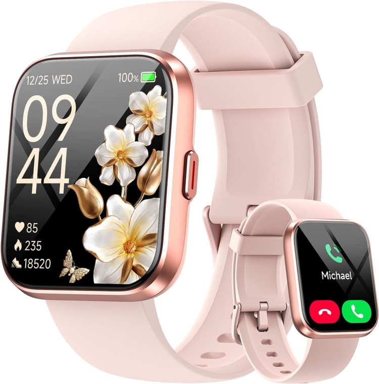 Montre Connectée Femme pour Samsung, iPhone, Android, 1.8" Smartwatch avec Appel Bluetooth, Voix de l'IA, Alexa intégrée, Smartwatch Moniteur, Calories, IP68 Montre Intelligente, Podometre