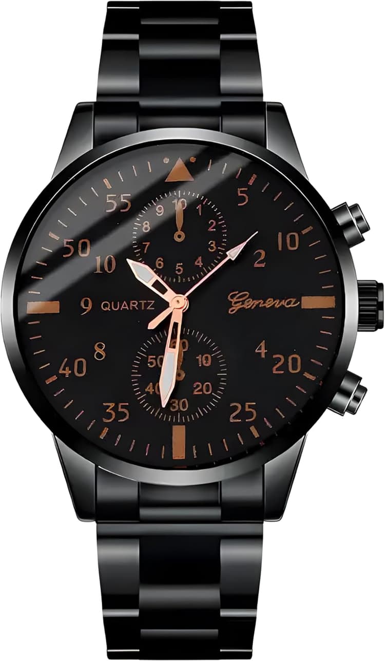 Retoo Montre Homme, Montre Analogiques, Diamètre du Boîtier 40 mm, Acier Inoxydable, Mécanisme À Quartz, Classique Entreprise Homme, Noir - Marron Doré, pour Les Restaurants, Les Bureaux, Les Églises