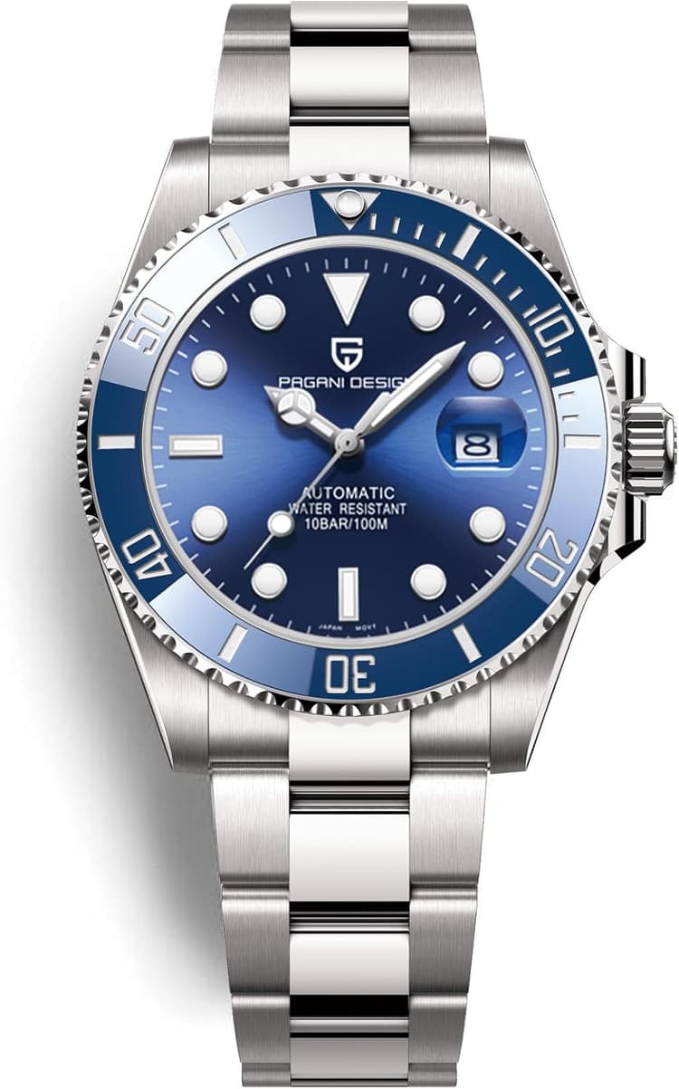 Pagani Design Hommes Montre Automatique Business étanche analogique Montre Automatique NH35 Mouvement céramique Lunette tournante Verre Saphir en Acier Inoxydable Montres de Luxe.
