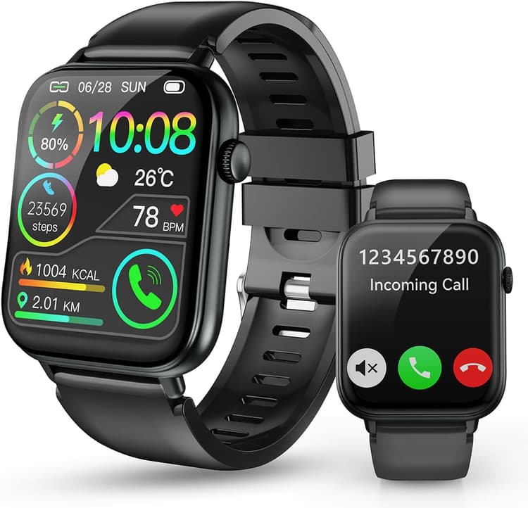 Montre Connectée Homme Femme, 1.85" HD Smartwatch avec 113+ Modes Sportifs, IP68 Montre Intelligente avec Podometre/Cardiofrequencemetre/Sommeil, Bracelet Montre Intelligente pour Android iOS