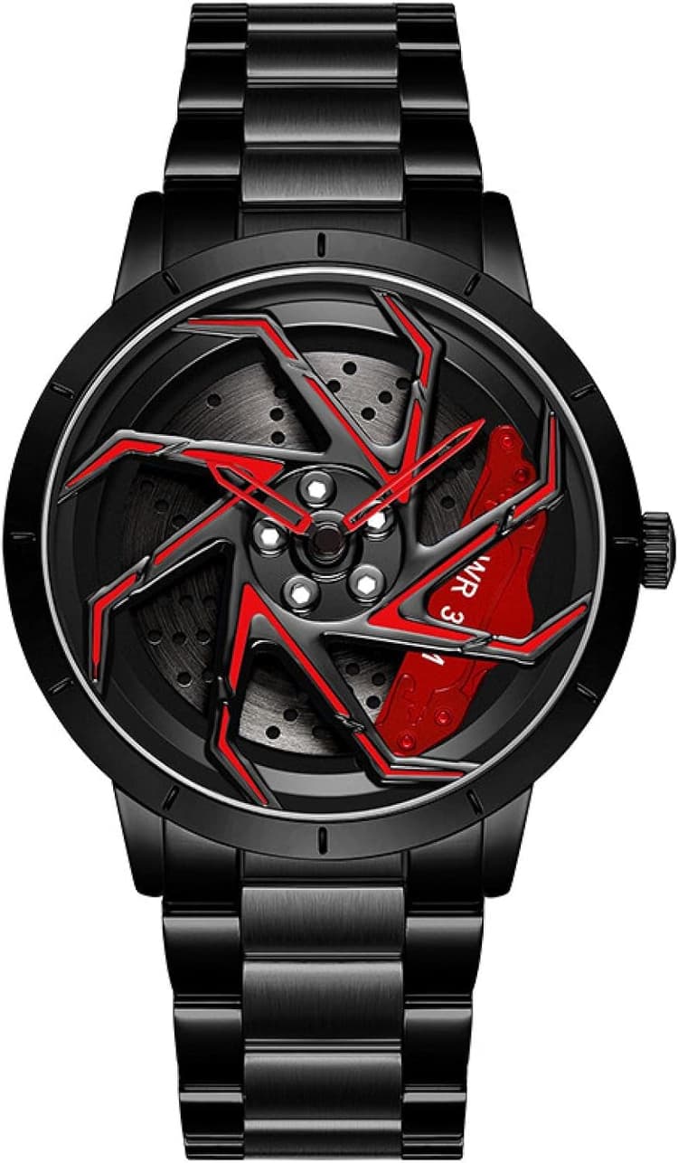 Montre créative, pour homme, cadran au motif de moyeu de roue de voiture, 3D, montre de sport étanche, design personnalisé, montre à quartz