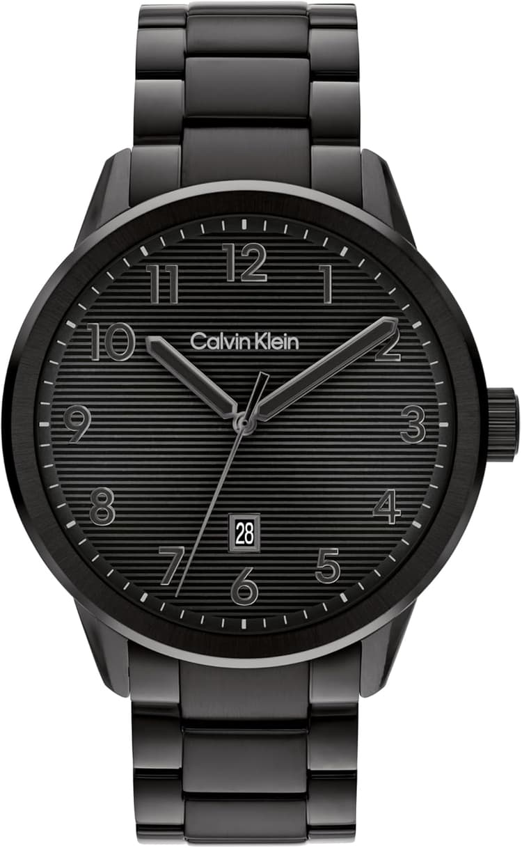 Calvin Klein Montre à Mouvement à Quartz 3 Aiguilles pour Homme Collection Minimalistic Pilot avec Bracelet en Acier Inoxydable - Disponible en Argenté ou Noir