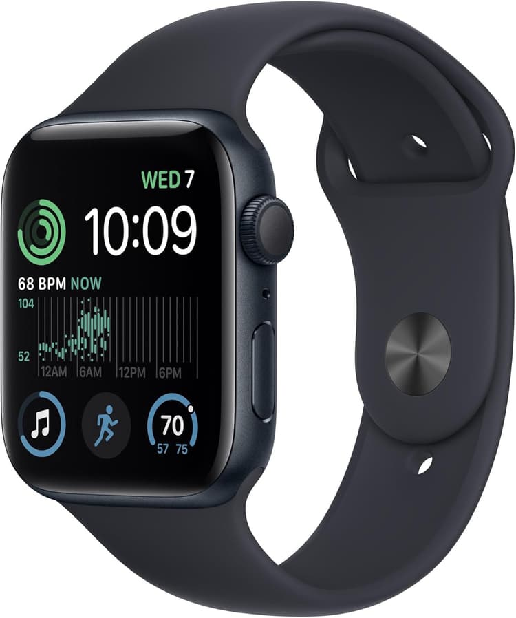 Apple Watch SE (2ᵉ Génération) (GPS, 44mm) Boîtier en Aluminium Minuit avec Bracelet Sport Minuit - Regular (Reconditionné)