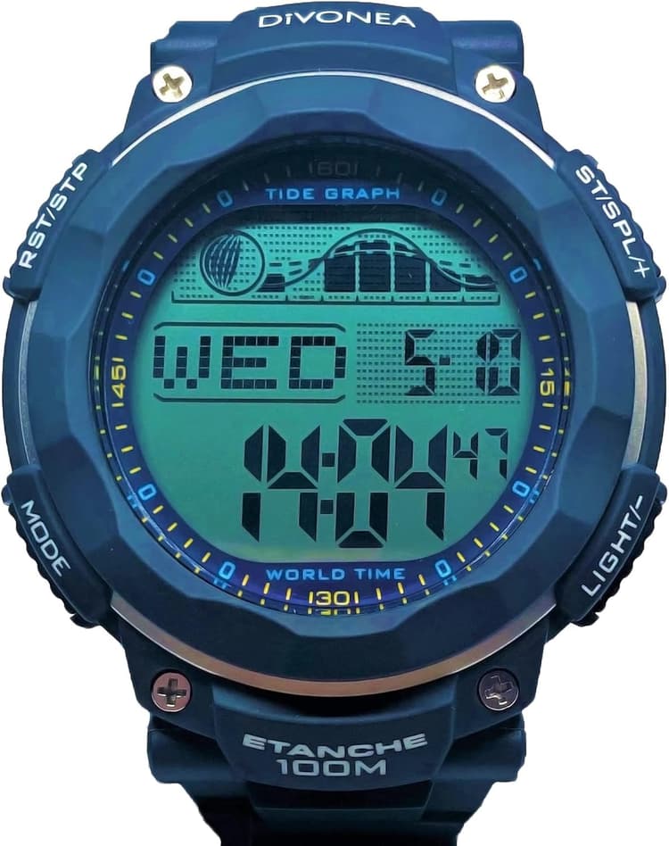 DiVONEA | Montre Digitale avec Indicateur de Marée et Calendrier Lunaire