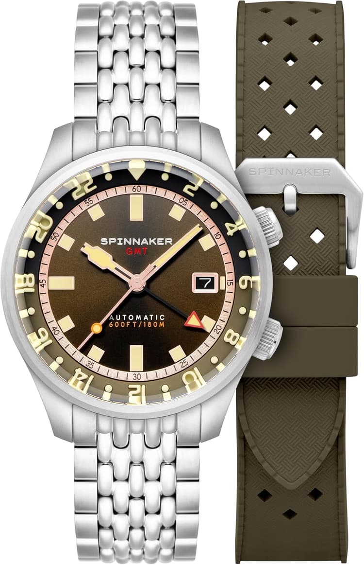 Spinnaker Bradner GMT SP-5121 Montre automatique pour homme avec bracelet en acier inoxydable massif 42 mm