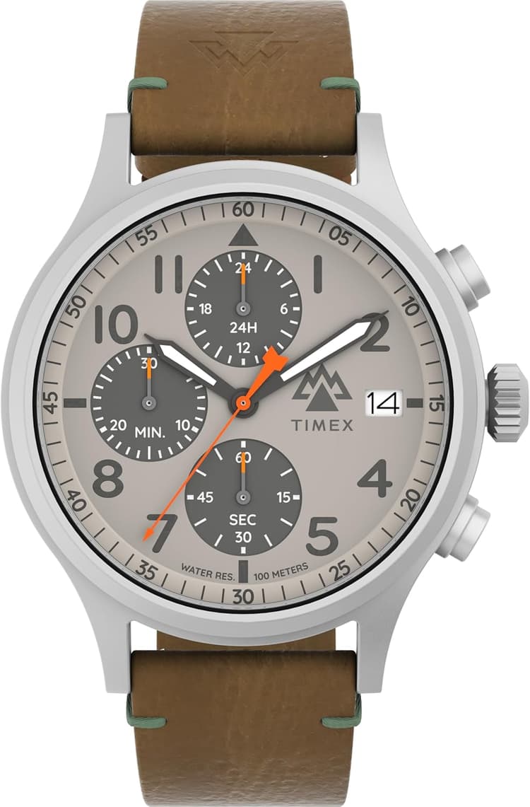 Timex - TW2Y29900 - Expedition North Montre pour Homme 42 mm avec Bracelet à Dégagement Rapide en Cuir Vegan Marron, Cadran Gris, Boîtier en Acier
