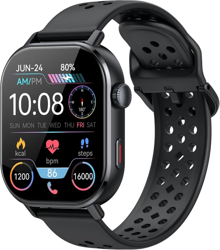 GPS Montre Connectée Homme Femme, AMOLED 2,06" Smartwatch 5ATM Étanche HD Appels Bluetooth, 110+Sportifs Montre Sport Podometre Cardiofrequencemetre SpO2 Sommeil, Montre Intelligente pour Android iOS