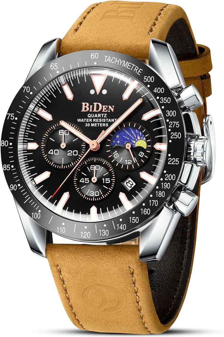 HANPOSH Montre Homme Montres Bracelets Etanche Design Analogique Chronographe Lumineuses Acier Inoxydable Cadran Calendrie Fashion