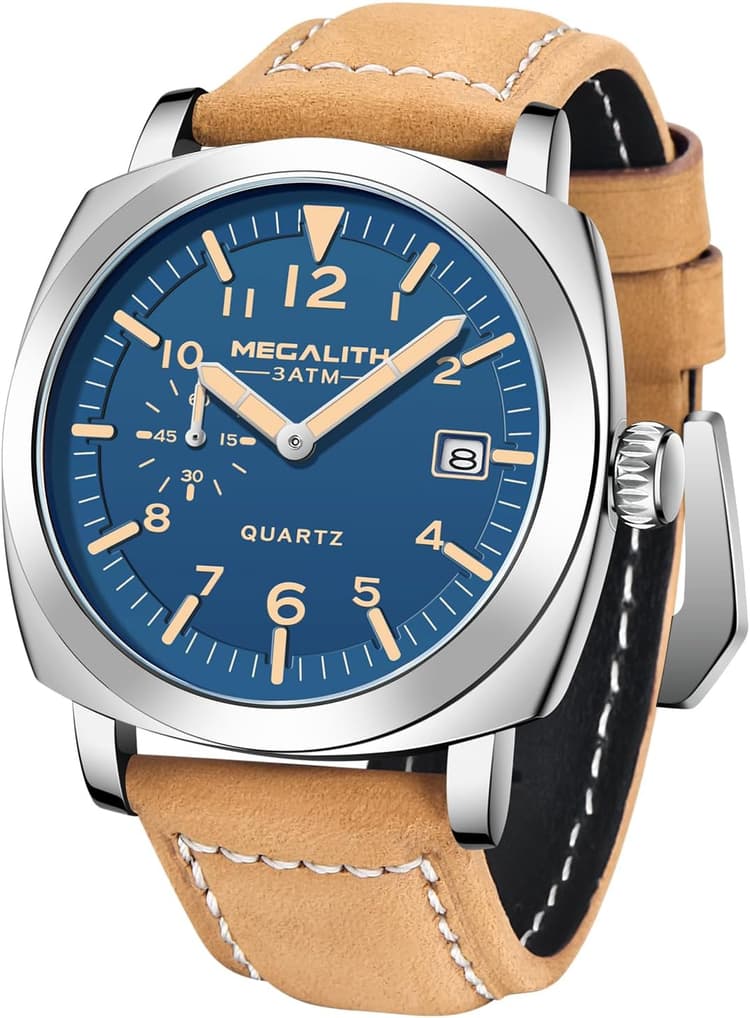 Megalith Montre Homme Militaire Bracelet: Date Luxe Analogique Quartz Garcon - Sport Acier Inoxydable Nylon Imperméable Montres pour Hommes