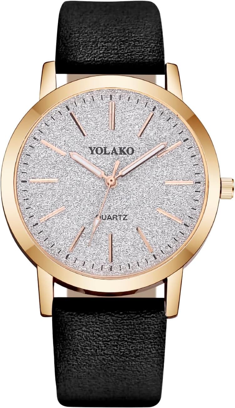 OFFCUP Montre pour Femme, Montre Femmes Bracelet en Cuir, Montre Analogique Quartz avec Cadran Etoilé et 3 Aiguilles, Montre de Poignet pour Ladies Mode Élégant pour Femmes Filles