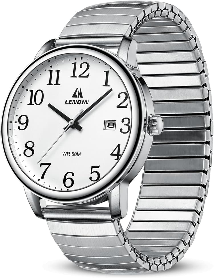 LN LENQIN Montres analogiques à Quartz pour Hommes Montre-Bracelet étanche pour Hommes Montre de Terrain légère et Simple avec Date