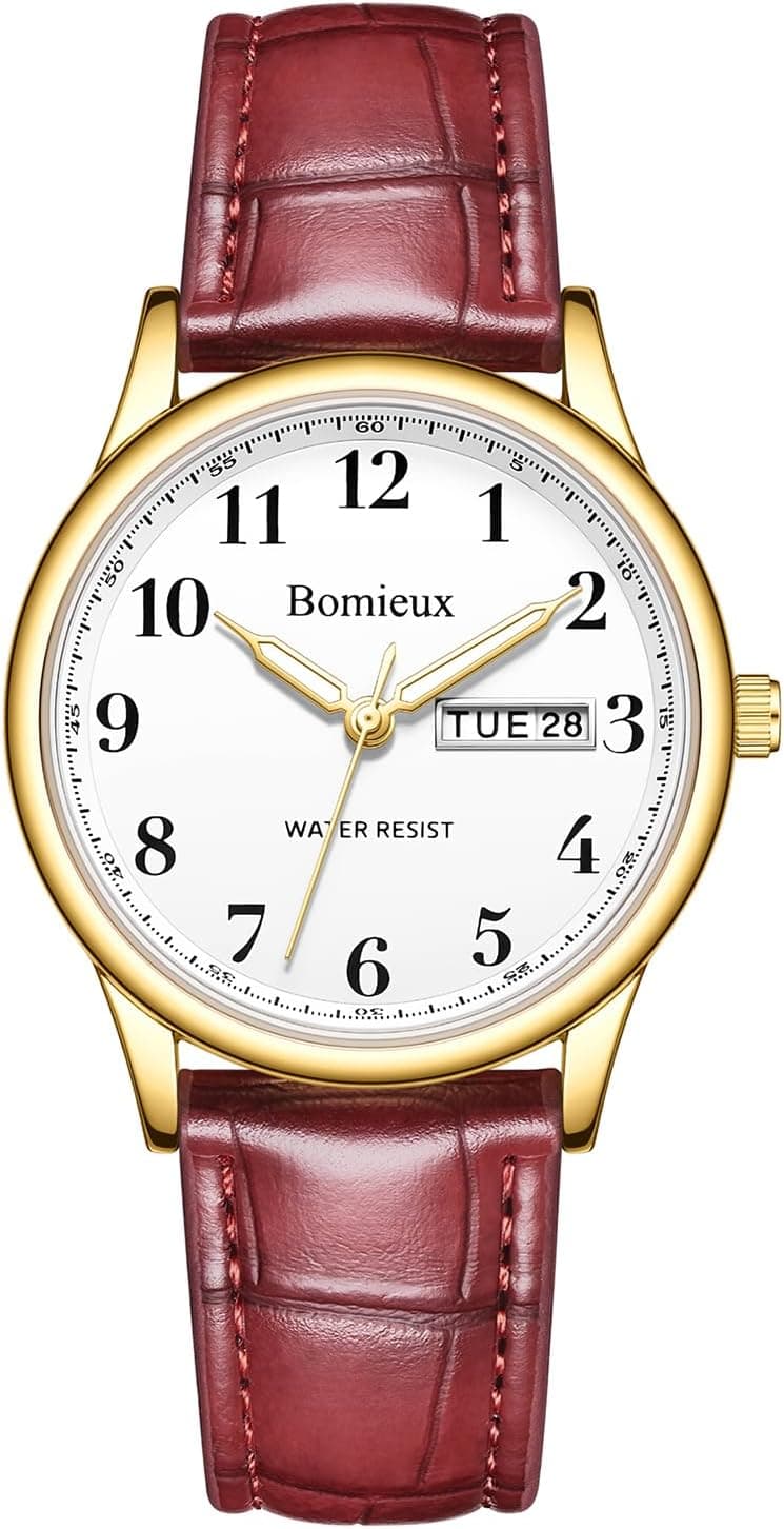 Montre Analogique à Quartz pour Homme avec Bracelet en Cuir,3 Aiguilles,Date,Étanche 3 ATM,Gros Chiffres,Idée de Cadeau pour Un Amis