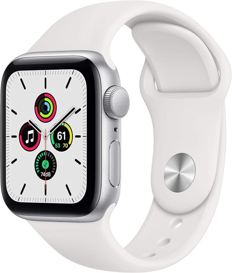 Apple Watch SE 2020 (GPS, 40MM) Boîtier en Aluminium Argent avec Bracelet Sport Blanc (reconditionné)