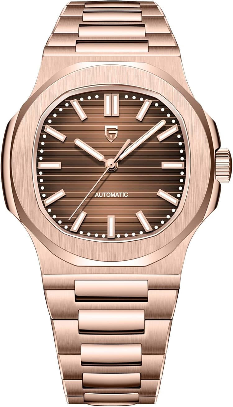 Pagani Design 1728 Montre mécanique automatique pour homme Cadran polygonal, cristal saphir, étanche jusqu'à 100 m, bracelet en acier inoxydable