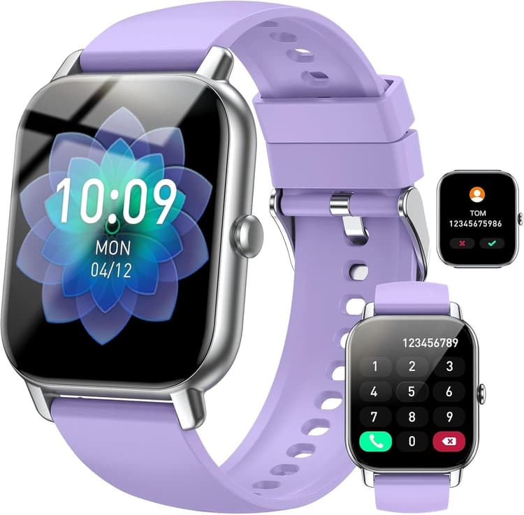 Montre Connectée Homme Femme, 1.85" HD Bluetooth Smartwatch Réponse/Appels, 110+ Modes Sportifs Smart Watch, Cardiofréquencemètre/Podomètre/SpO2/Sommeil, Etanche IP68 Fitness Tracker pour Android iOS.