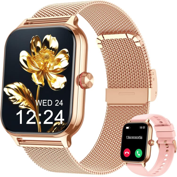 Montre Connectée Femme Homme Appel Tension Artérielle Fréquence Cardiaque Sommeil, 1.96'' AI Smartwatch 100+ Sports, IP67 Podomètre Réveil Calculatrice Carte de Visite iOS Android