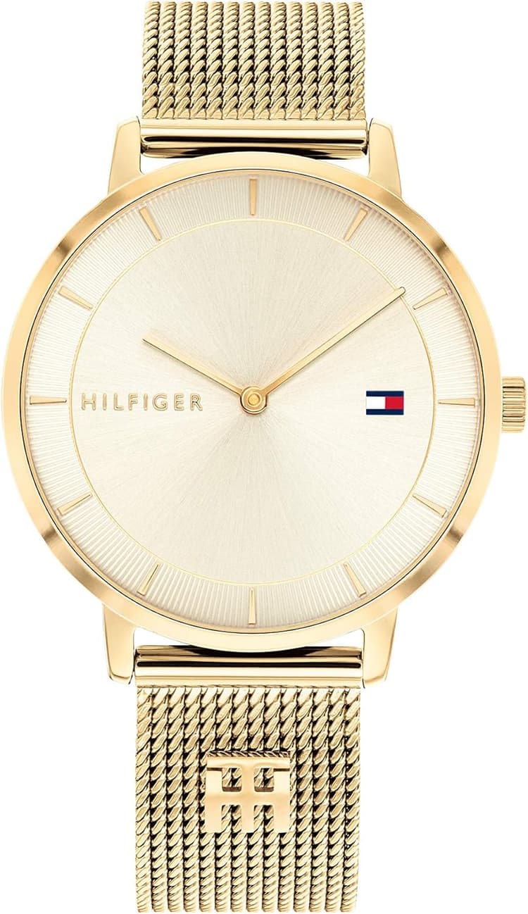 Tommy Hilfiger Montre Analogique à Quartz pour Femme avec Bracelet Milanais en Acier Inoxydable - Disponible en Argent, Or, Or Rose ou Bleu Marine