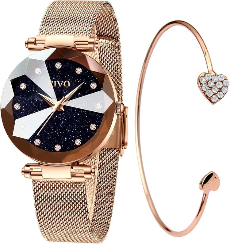 CIVO Montre Femme Bracelet Acier Inoxydable Montre Quartz pour Femme pour Travail Cérémonie
