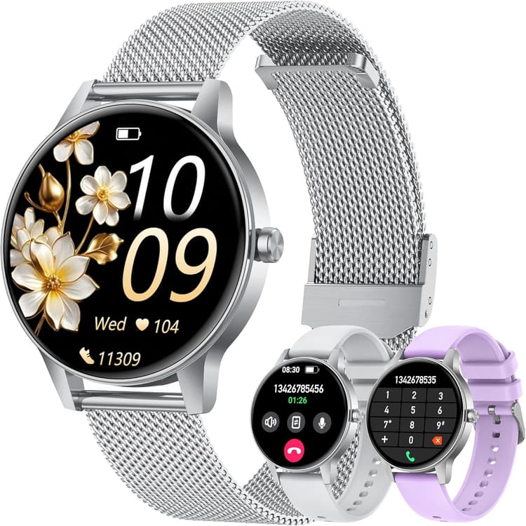 Montre Connectée Femme avec Appel Bluetooth: 1.27" Smartwatch avec Fonction Féminine Cardiofréquencemètre SpO2 Sommeil Montre 100+ Mode Sport Imperméable IP68 Fitness Podomètre Compatible Android iOS