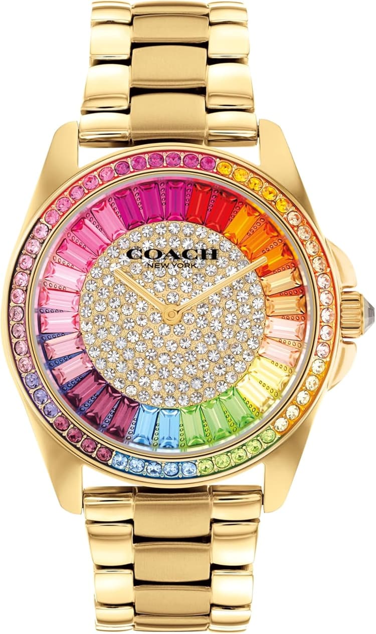Coach Greyson Montre pour femme – Cadran 3H avec bracelet à maillons C signature et lunette en cristal – Résistante à l'eau 3 ATM/30 mètres – Montre tendance haut de gamme pour un style quotidien – 36
