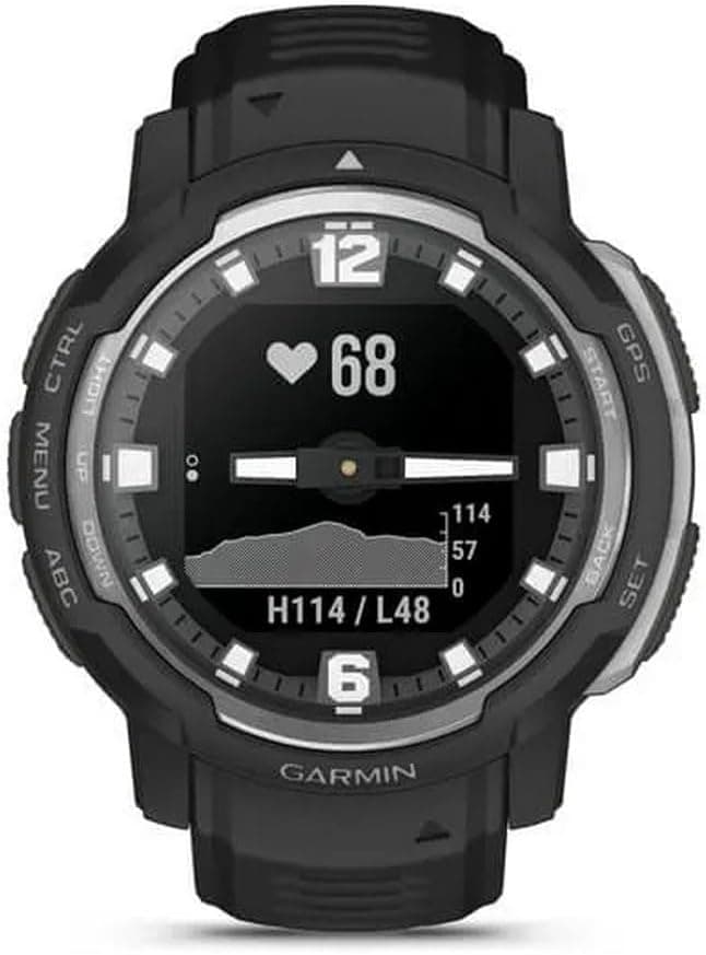 Garmin Instinct Crossover - Montre GPS connectée Hybride et Robuste – Noire – Boîtier 45 mm