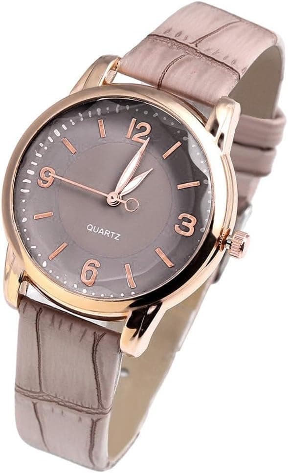 Montre à quartz bleue pour femme avec verre haut de gamme et bracelet en cuir