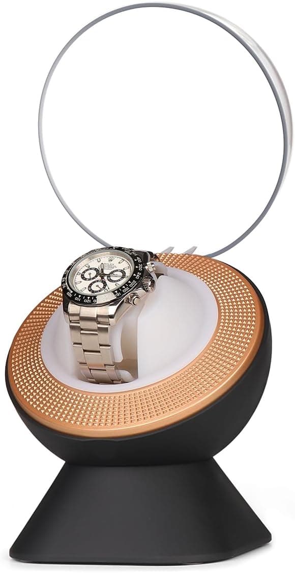 Remontoir de montre simple ultra silencieux pour Rolex avec éclairage LED ambiant – Cadeau pour homme, boîte de rangement automatique avec un coussin de montre, moteur silencieux pour montres