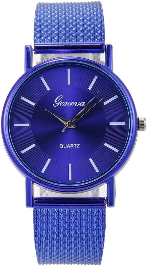 Woman's Life Montre à quartz haut de gamme en verre bleu pour femme Montre fine pour homme